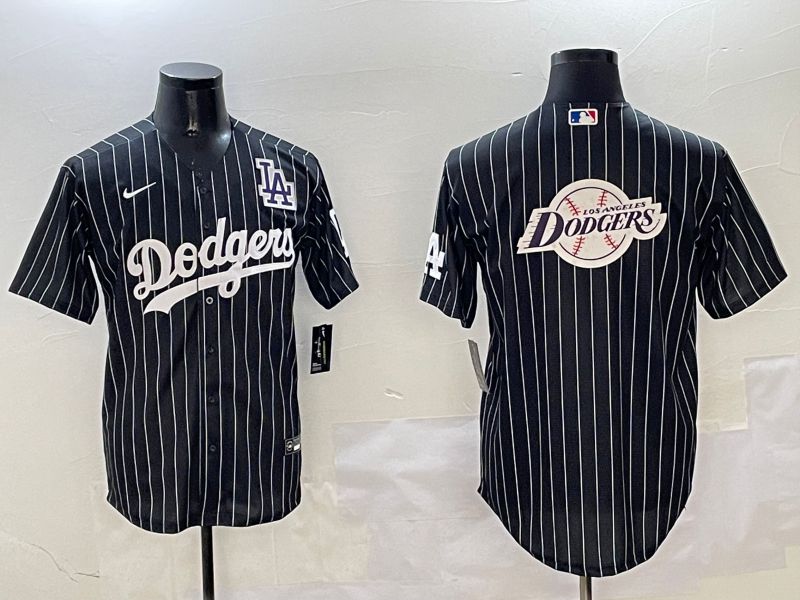 Men Los Angeles Dodgers Blank Black Stripe Jointly Name 2025 Nike MLB Jersey style 31